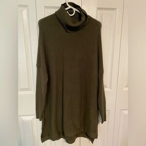 Drop Shoulder Olive Green Sweater Dress